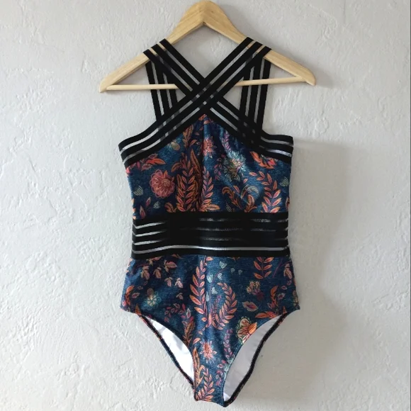New Averie Halley Crossover Floral One Piece Swimsuit L - Picture 6 of 16